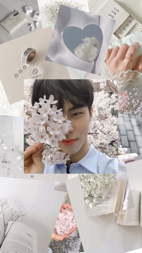 White Elegance: A Captivating Collage of Aesthetics in a Pristine Background Wallpaper