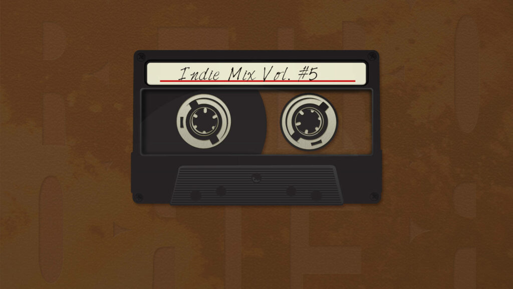Nostalgic Minimalism: Mesmerizing Retro Cassette Tape on Rich Brown Background Wallpaper