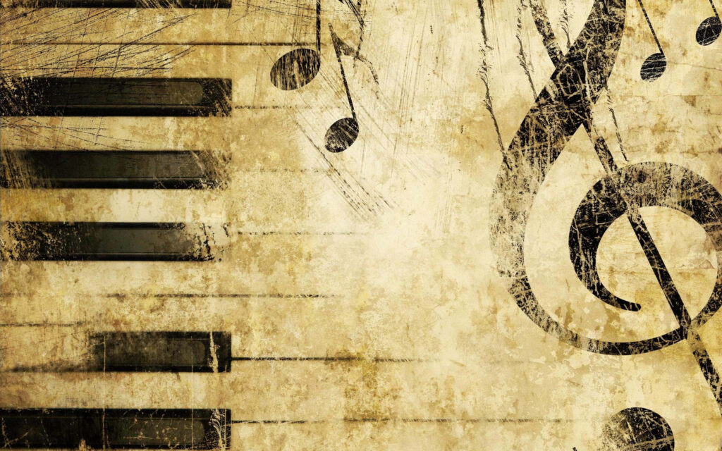 Artistic Piano Keys & Notes Wallpaper: Vintage Music Ambiance