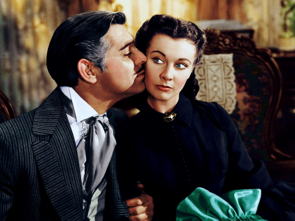 Timeless Romance: Rhett & Scarlett’s Kiss - Vintage Wallpaper