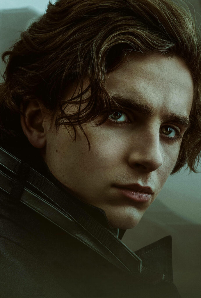 Timothée Chalamet as Dune character intense expression detailed costume wallpaper background