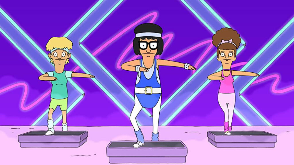 Tina Belcher Grooving with Energetic Moves in Vibrant Neon Setting Wallpaper