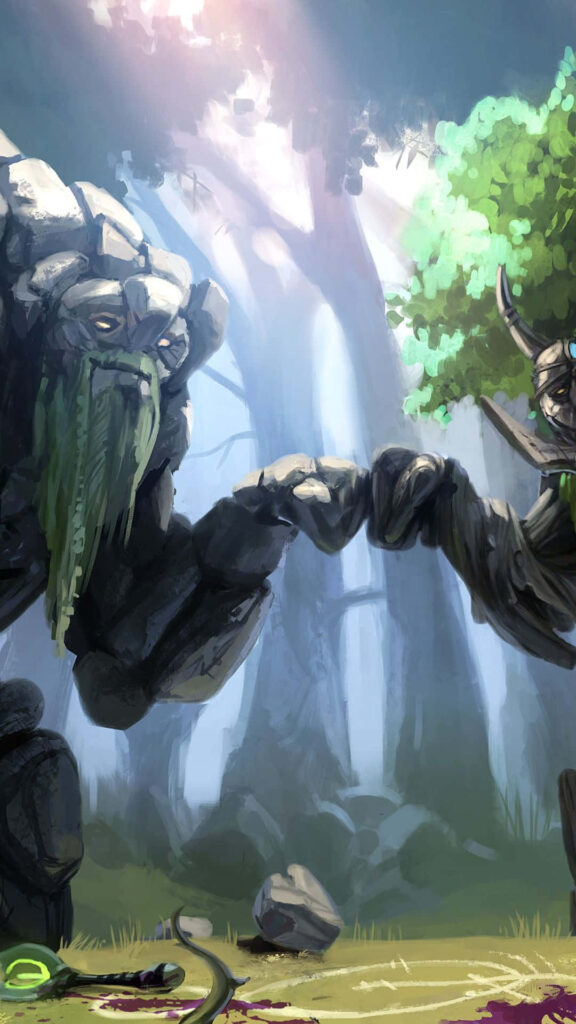 Tiny and Treant: A Majestic Dota 2 Background for Android Devices Wallpaper