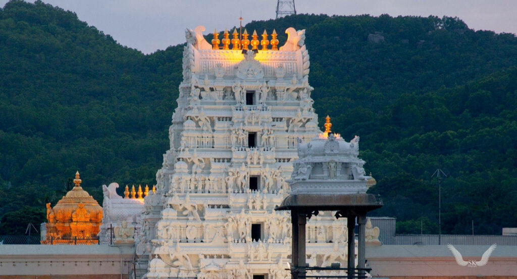Tirupati Balaji Temple Wallpaper: Evening Glow & Lush Green Hills