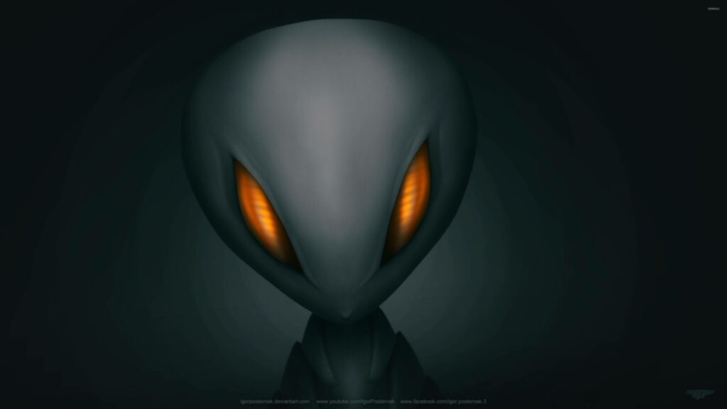 Otherworldly Gaze: An Alien Encounter Wallpaper