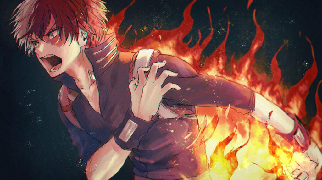 Fiery Determination: Todoroki's Aesthetic Display of Power Wallpaper