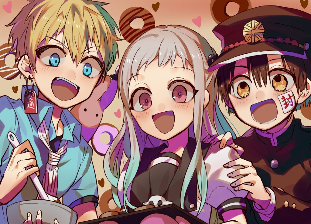 Toilet-Bound Hanako-kun wallpaper with Hanako-kun Nene Yashiro and Kou Minamoto baking joyfully