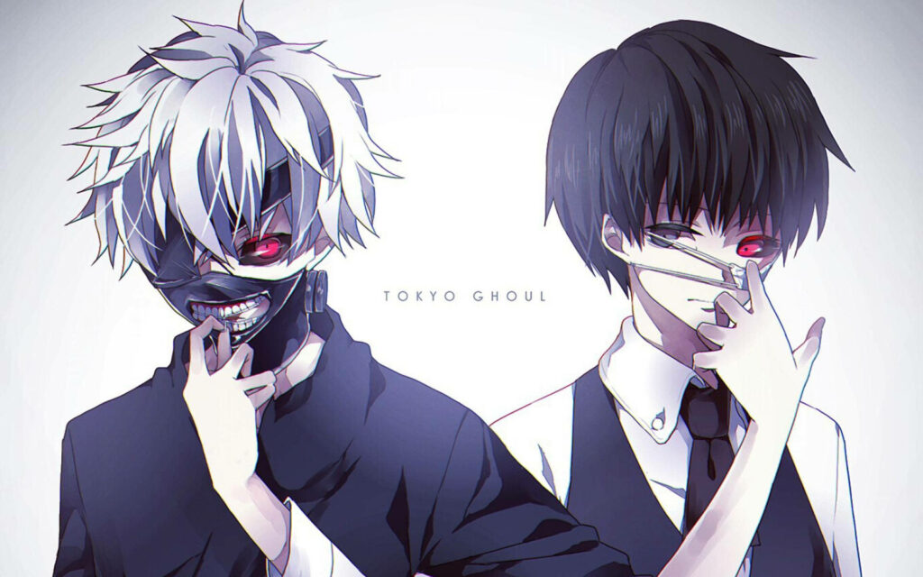 Unveiling the Mask: A Tokyo Ghoul Aesthetic Wallpaper of Two Anime Characters