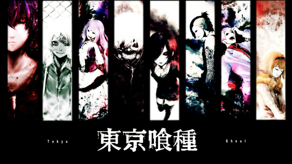 Tokyo Ghoul: A Collage of Characters in One Stunning Wallpaper Poster