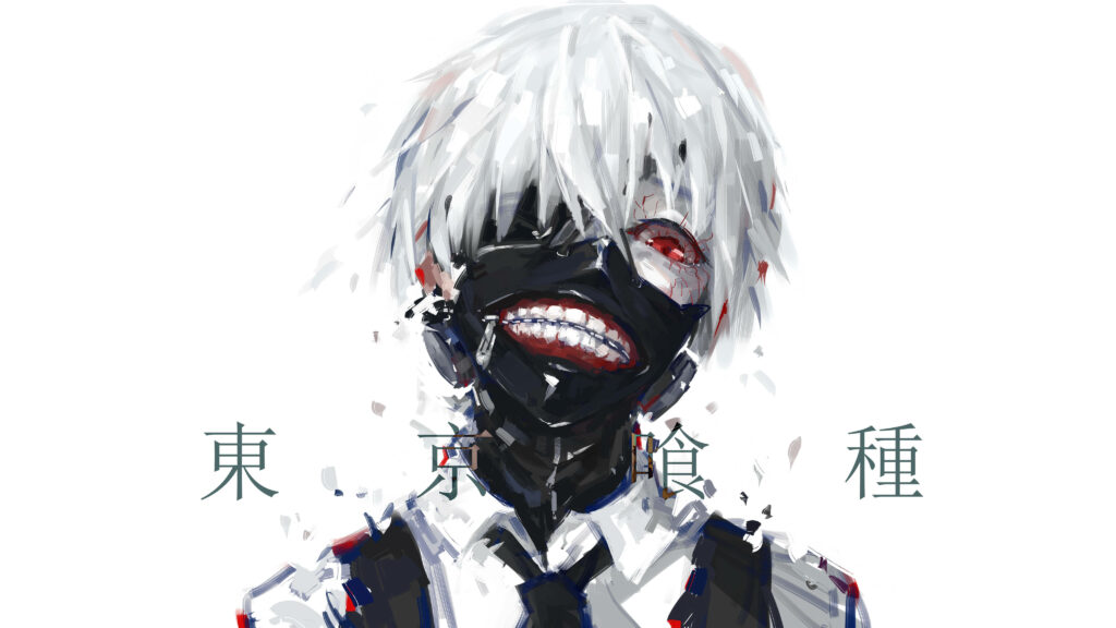 Masked in Darkness: 4k Anime Wallpaper featuring Kaneki from the Tokyo Ghoul show