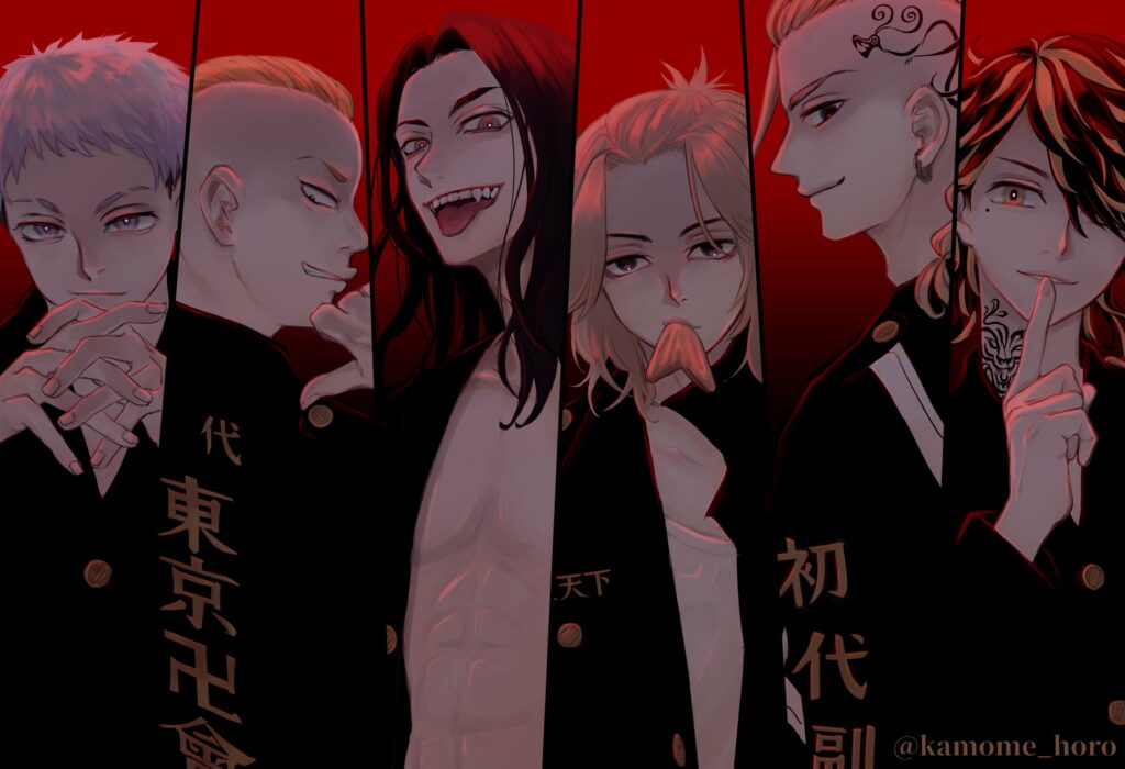 Tokyo Revengers Gang – Uniting Keisuke Baji, Kazutora Hanemiya, and More in Anime Wallpaper Background
