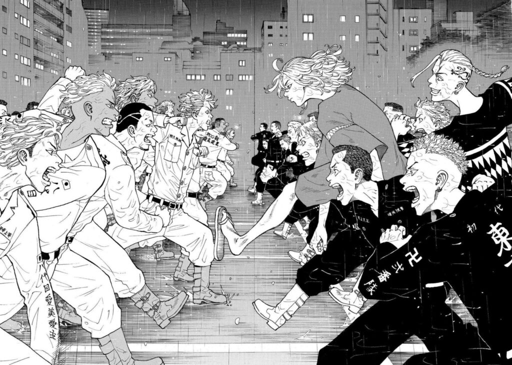 Tokyo Manji Gang Vs. Rival Gang: Epic Manga Showdown for Laptop Wallpaper