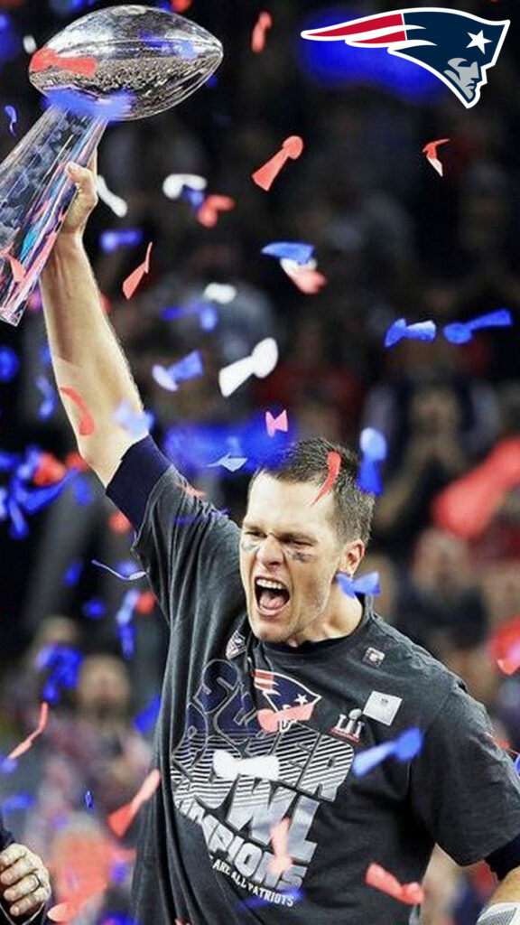 Tom Brady Celebrates Championship Win in Vibrant Confetti Wallpaper