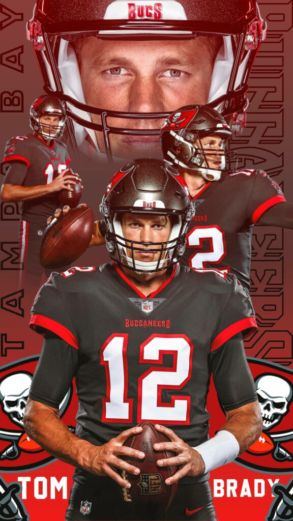 Dynamic Tom Brady Wallpaper: Iconic 12 in Buccaneers Uniform