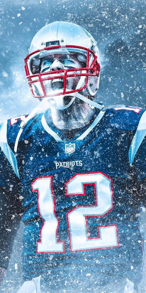 Epic Tom Brady Wallpaper: Patriots Jersey in Snowy Intensity