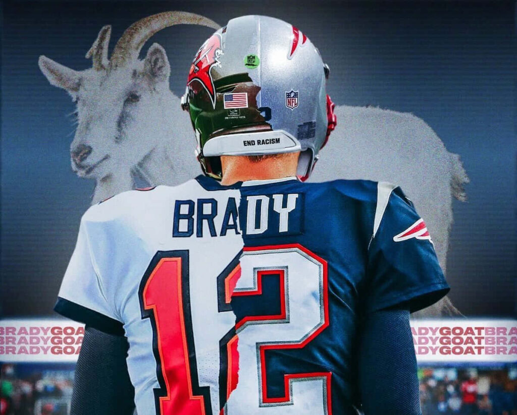 Tom Brady Wallpaper: GOAT in Jersey #12 with Iconic Goat Symbolism