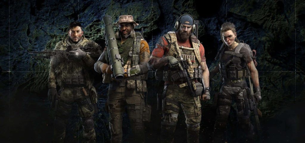 Tom Clancys Ghost Recon Breakpoint elite tactical squad in detailed gear on dark textured backdrop Wallpaper