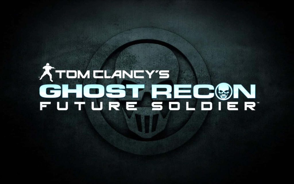 Tom Clancys Ghost Recon Future Soldier wallpaper with white logo and tactical skull on dark background