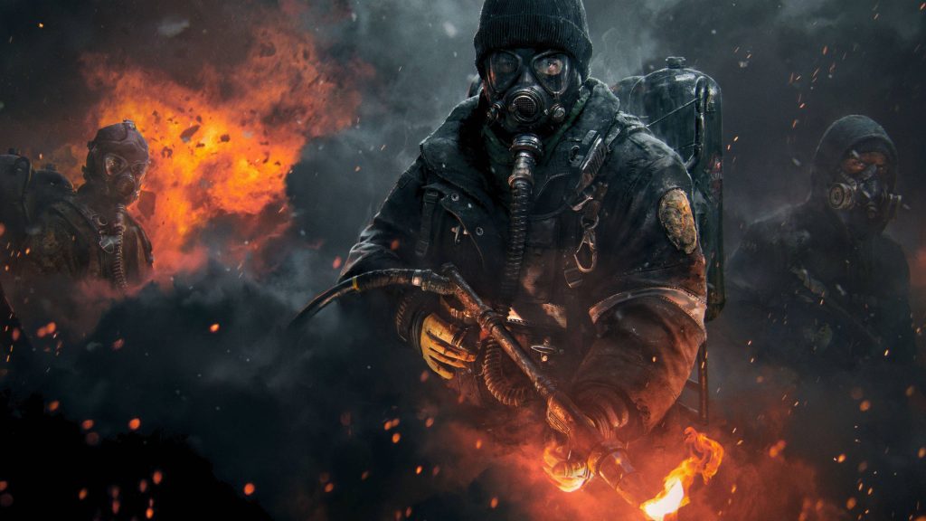 Tom Clancy’s The Division Cleaners soldiers in tactical gear with flamethrowers cinematic wallpaper