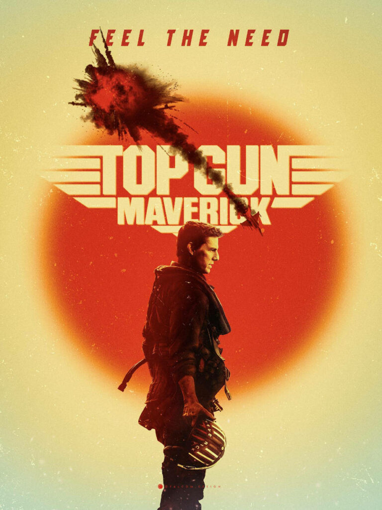 Tom Cruise as Pete Mitchell in Top Gun Maverick poster with glowing dynamic high-flying background Wallpaper
