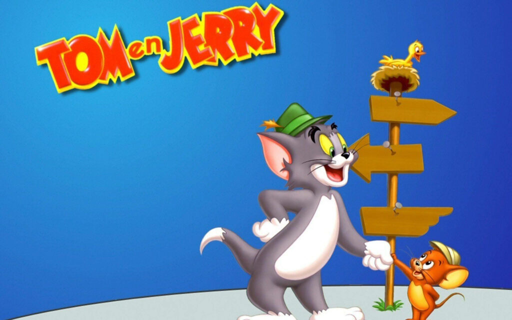 Pawsome Directions: Tom and Jerry Navigate their Way in 4K Wallpaper
