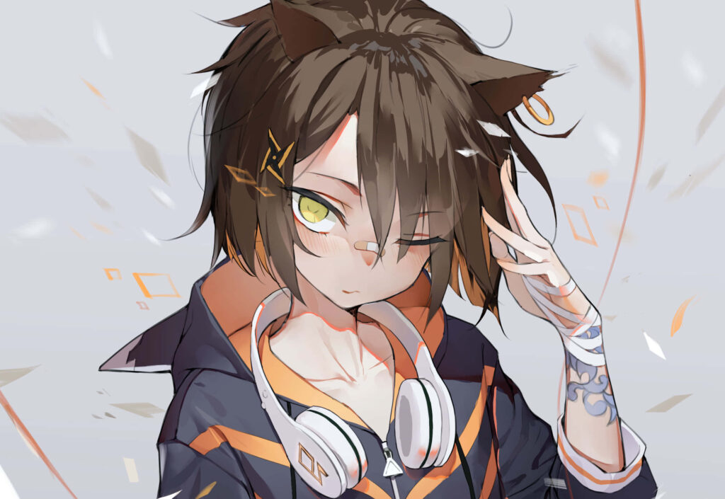 Tomboy Anime Girl Wallpaper: Brown Hair, Ears & Unique Style