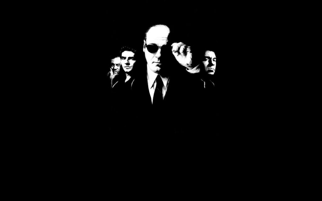 Tony Soprano Black-and-White Wallpaper: Iconic Mob Boss Duality