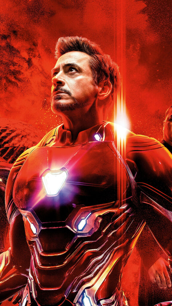 Robert Downey Jr. Embodies the Mighty Iron Man in Epic Armor - Striking Marvel Phone Background Wallpaper