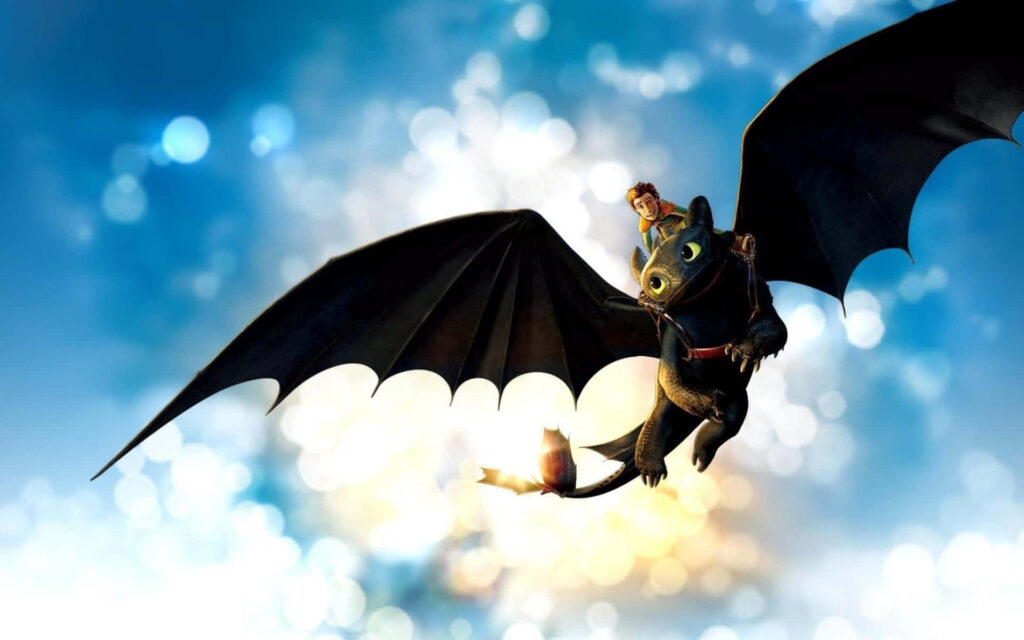 Magical Toothless & Hiccup Wallpaper in Bokeh Sky | How to Train Your Dragon