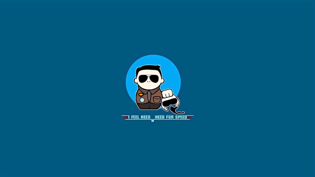 Humorous Top Gun Cartoon Wallpaper with Aviator Character