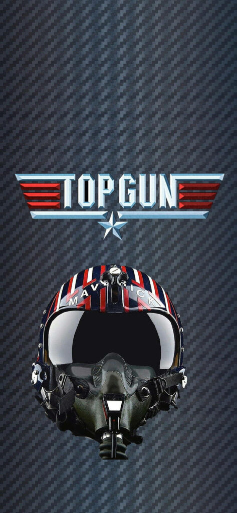Top Gun Maverick wallpaper with pilot helmet labeled Maverick iconic movie symbol background