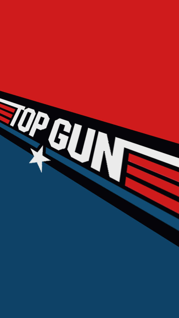 Top Gun Maverick wallpaper with iconic logo red and blue blocks capturing Pete Mitchell energy