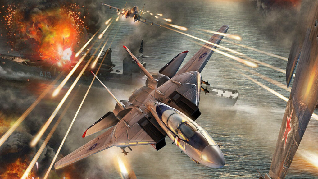 Top Gun Maverick Tom Cruise fighter jets intense aerial dogfight over ocean wallpaper background