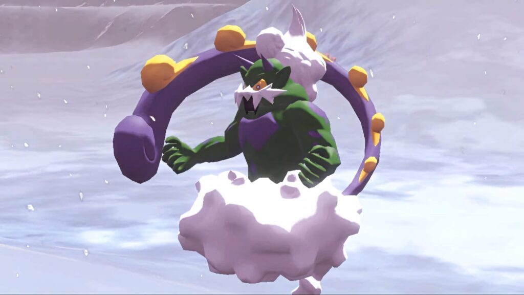 Tornadus unleashing fierce winds and swirling clouds in an intense legendary battle wallpaper