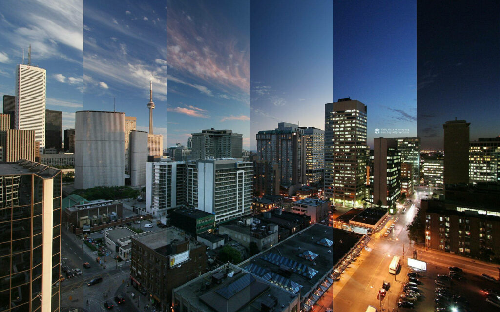 Toronto Day to Night: Stunning Urban Wallpaper Background