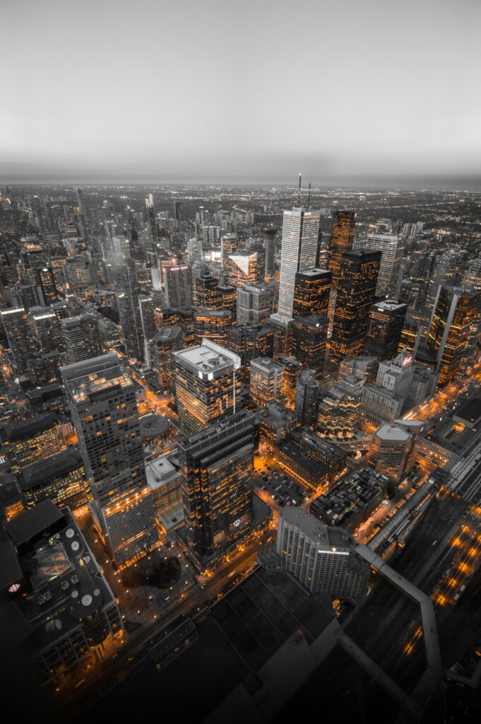 Breathtaking Toronto Wallpaper: Night View of Skyscrapers & City Lights