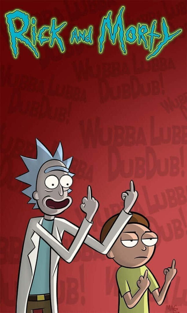 Colorful Chaos: Total Rickall's Beloved Characters Collide in an Epic Visual Spectacle Wallpaper
