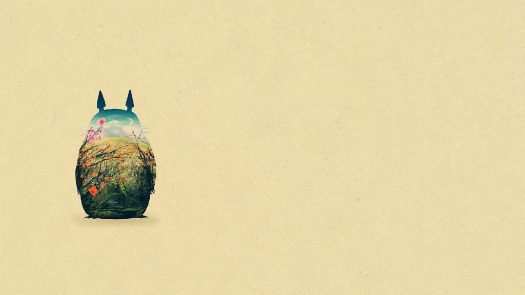 Tranquil Totoro amidst Natural Beauty: A Serene Wallpaper