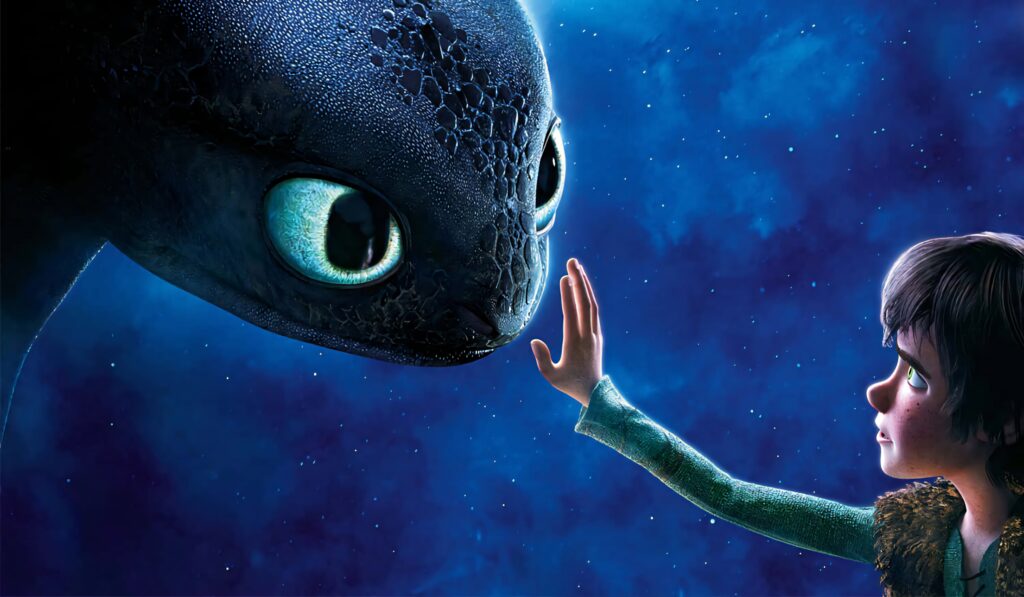 Hiccup and Toothless Bond - Starry Wallpaper Background