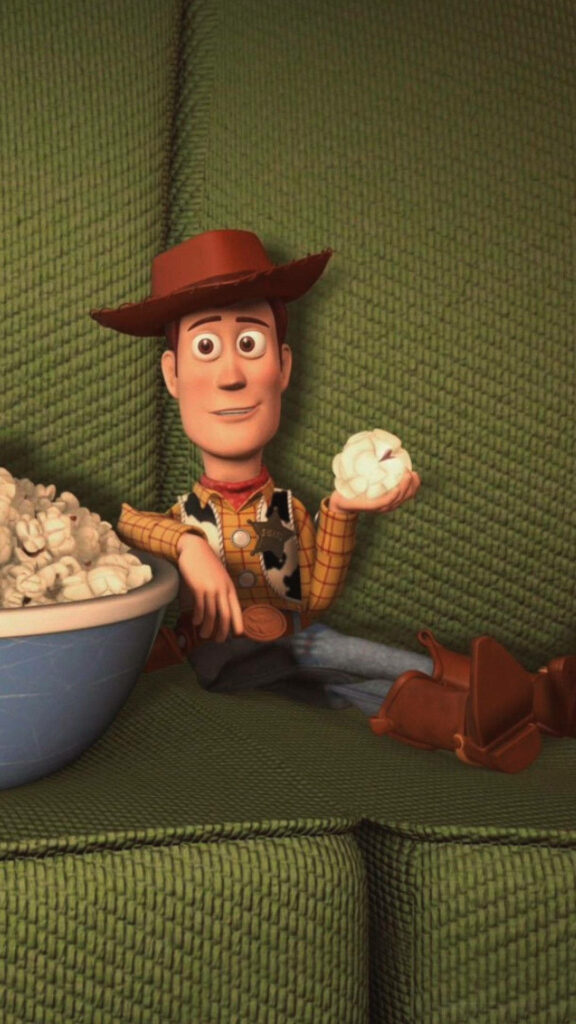 Cheerful Toy Woody Enjoying Snack Time in Toy Story 3 Background Snapshot Wallpaper