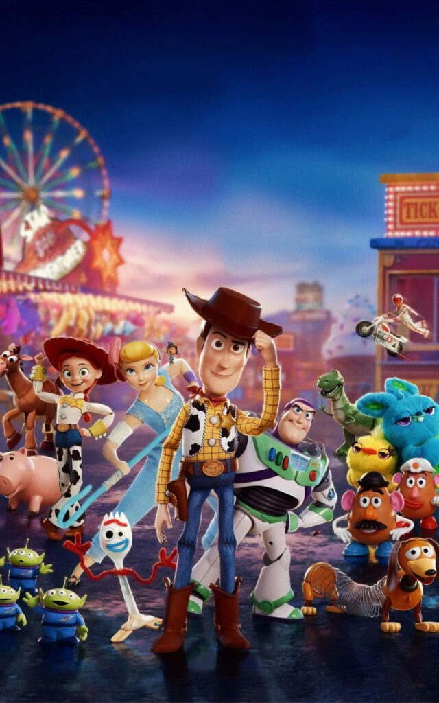 Toy Story 4 Cast Wallpaper: Woody, Buzz & Friends in Colorful Carnival