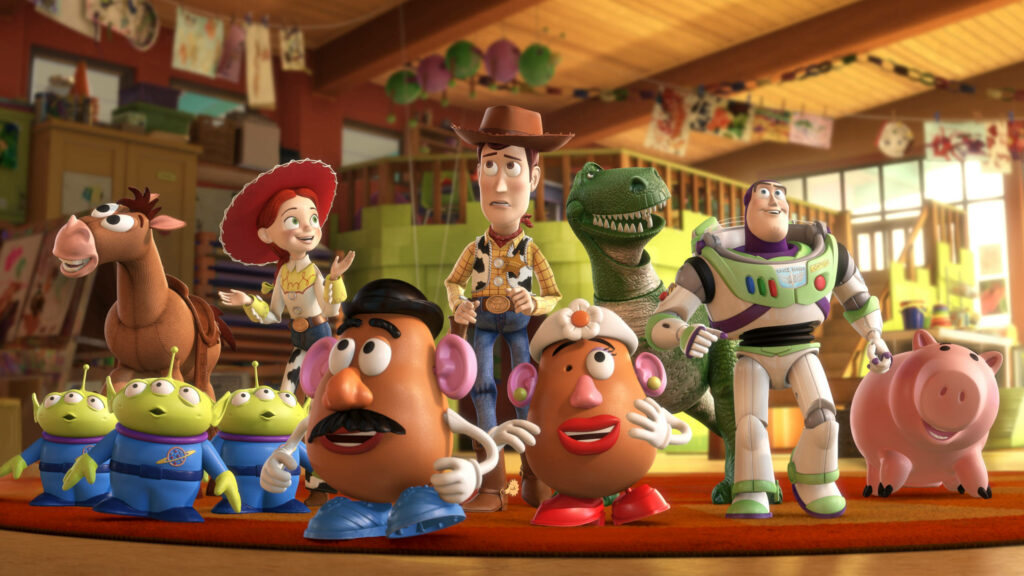 Intriguing Disney Wallpaper: Toy Story's Animated Toys Delightfully Explore Sunnyside Daycare, While Woody Betrays Concern - 2560x1440 Beautiful Disney Background