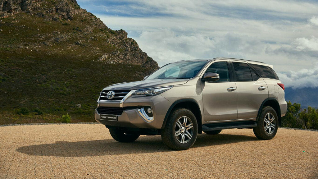 Toyota Fortuner Avant-Garde Bronze parked with scenic mountain backdrop showcasing rugged elegance Wallpaper
