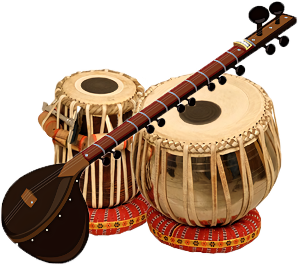 Intricate Indian Musical Instruments Wallpaper: Tabla & Tanpura Art