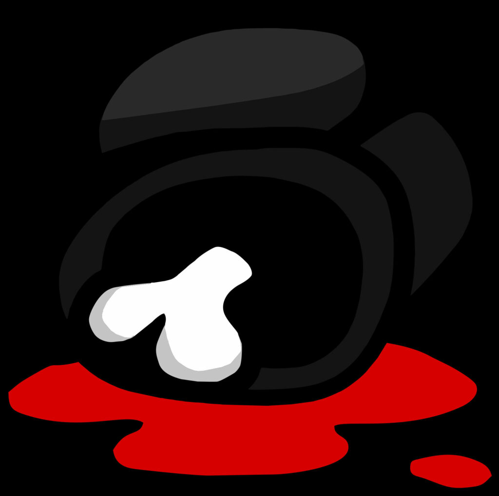 Fatal Betrayal: Tragic Scene of a Lifeless Black Among Us Crew Member Amidst a Grisly Pool of Blood Wallpaper