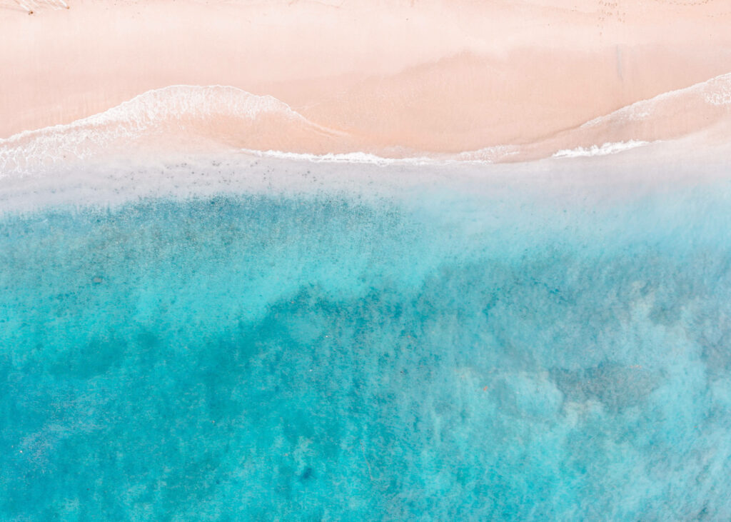 Tranquil Aerial Beach Wallpaper: Serene Waves & Turquoise Waters