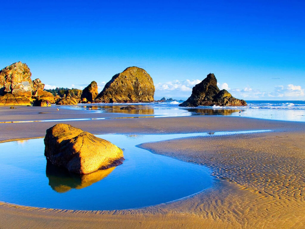 Serene Beach Wallpaper: Tranquil Shoreline & Gentle Waves Background