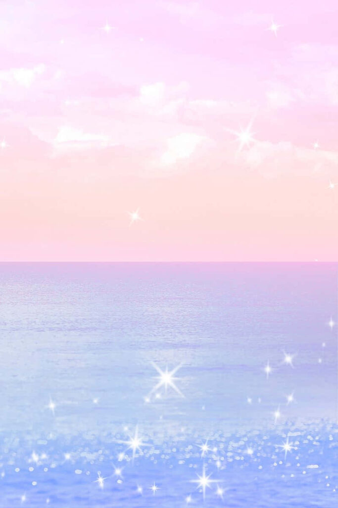 Tranquil Beach Wallpaper: Pastel Pink & Blue Sky Over Calm Ocean