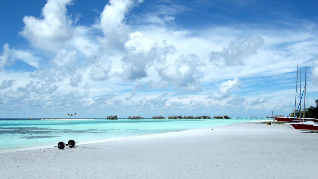Tranquil Beach Escape: Pristine Sands & Clear Turquoise Waters Wallpaper
