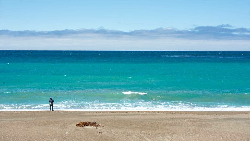 Tranquil Beach Wallpaper: Serene Ocean and Solitary Figure